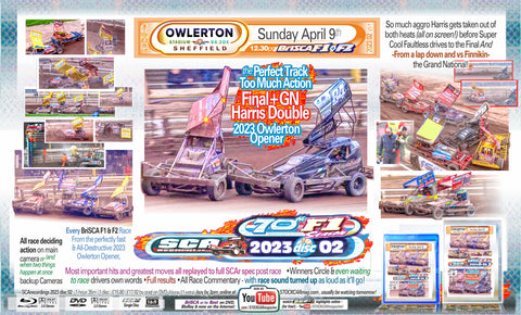 SCArecordings 2023 disc 02: Owlerton Sheffield F1+F2 April 9 on regular tv quality DVD